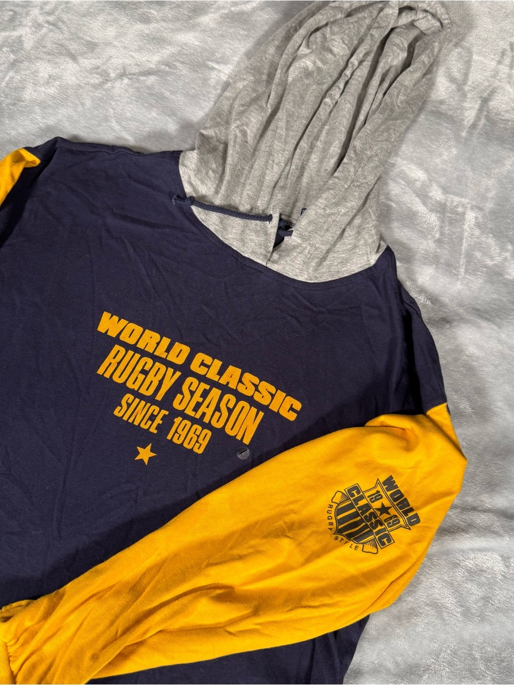 Vintage GAP World Rugby Shirt Hoodie Mens Large Made In USA 90s